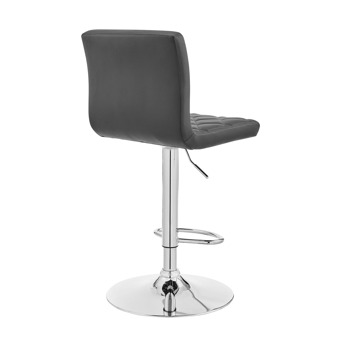 24" Gray And Silver Iron Swivel Low Back Adjustable Height Bar Chair-3