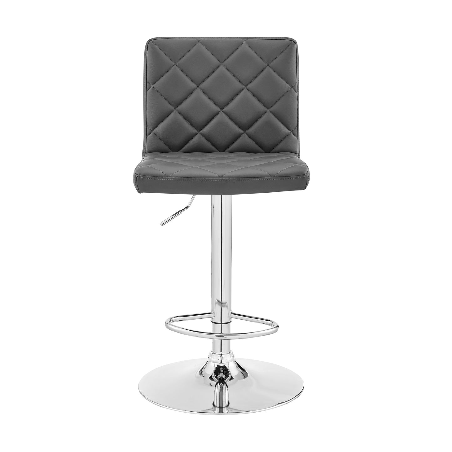 24" Gray And Silver Iron Swivel Low Back Adjustable Height Bar Chair-5