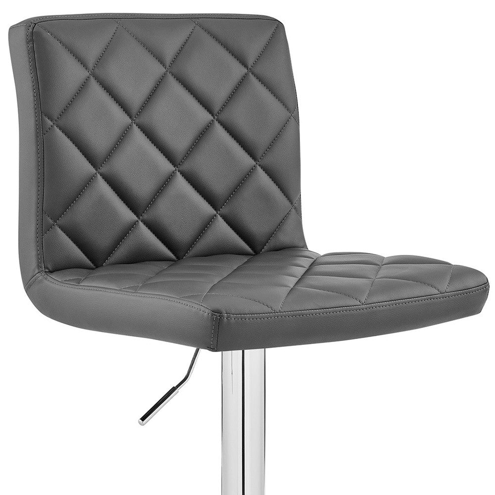 24" Gray And Silver Iron Swivel Low Back Adjustable Height Bar Chair-6