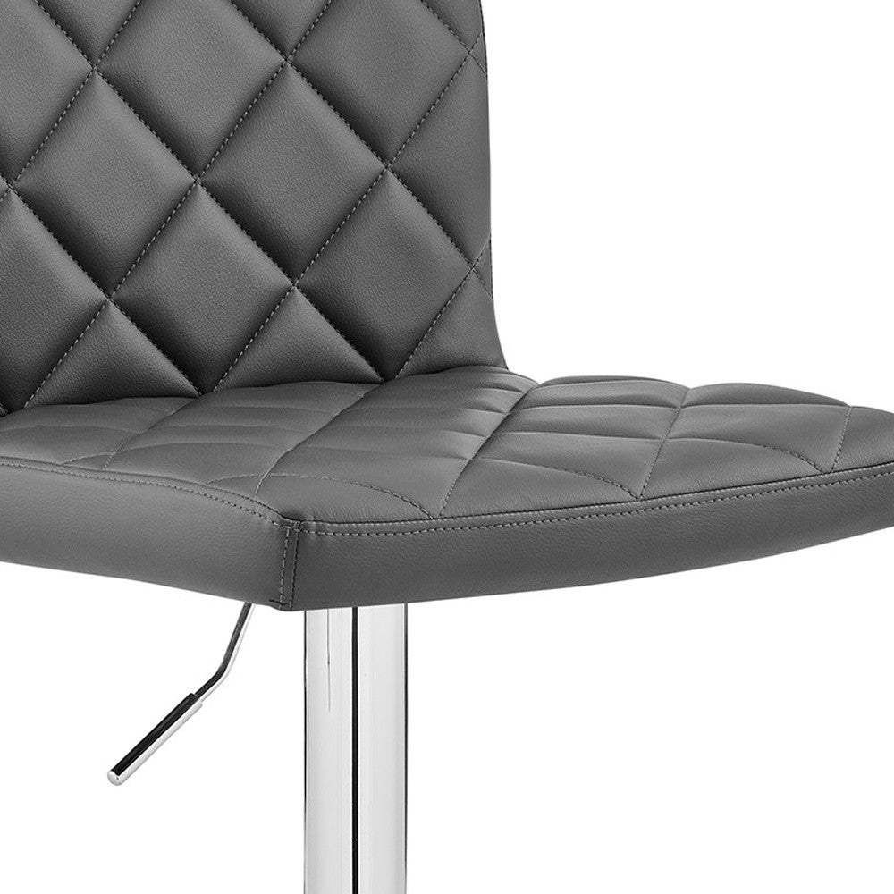 24" Gray And Silver Iron Swivel Low Back Adjustable Height Bar Chair-7