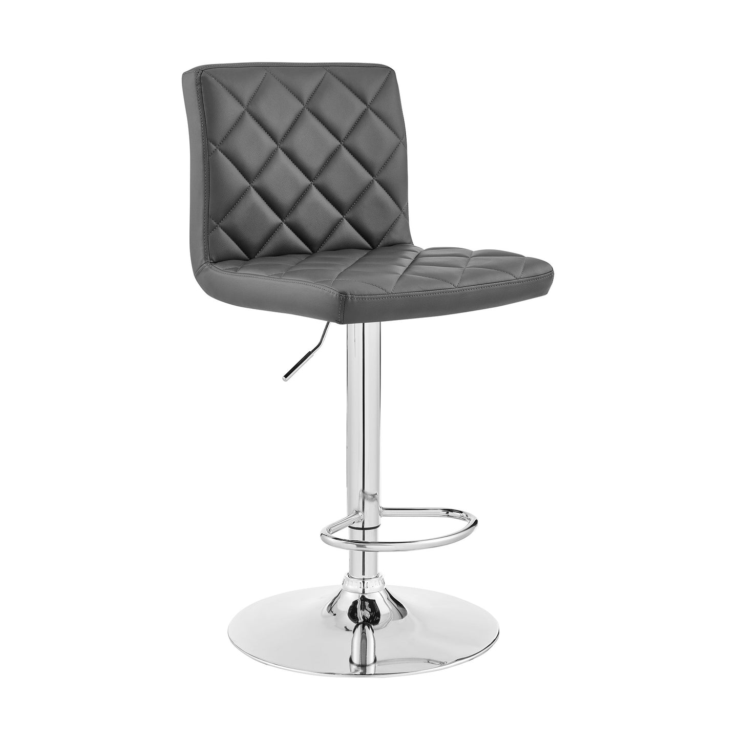 24" Gray And Silver Iron Swivel Low Back Adjustable Height Bar Chair-0