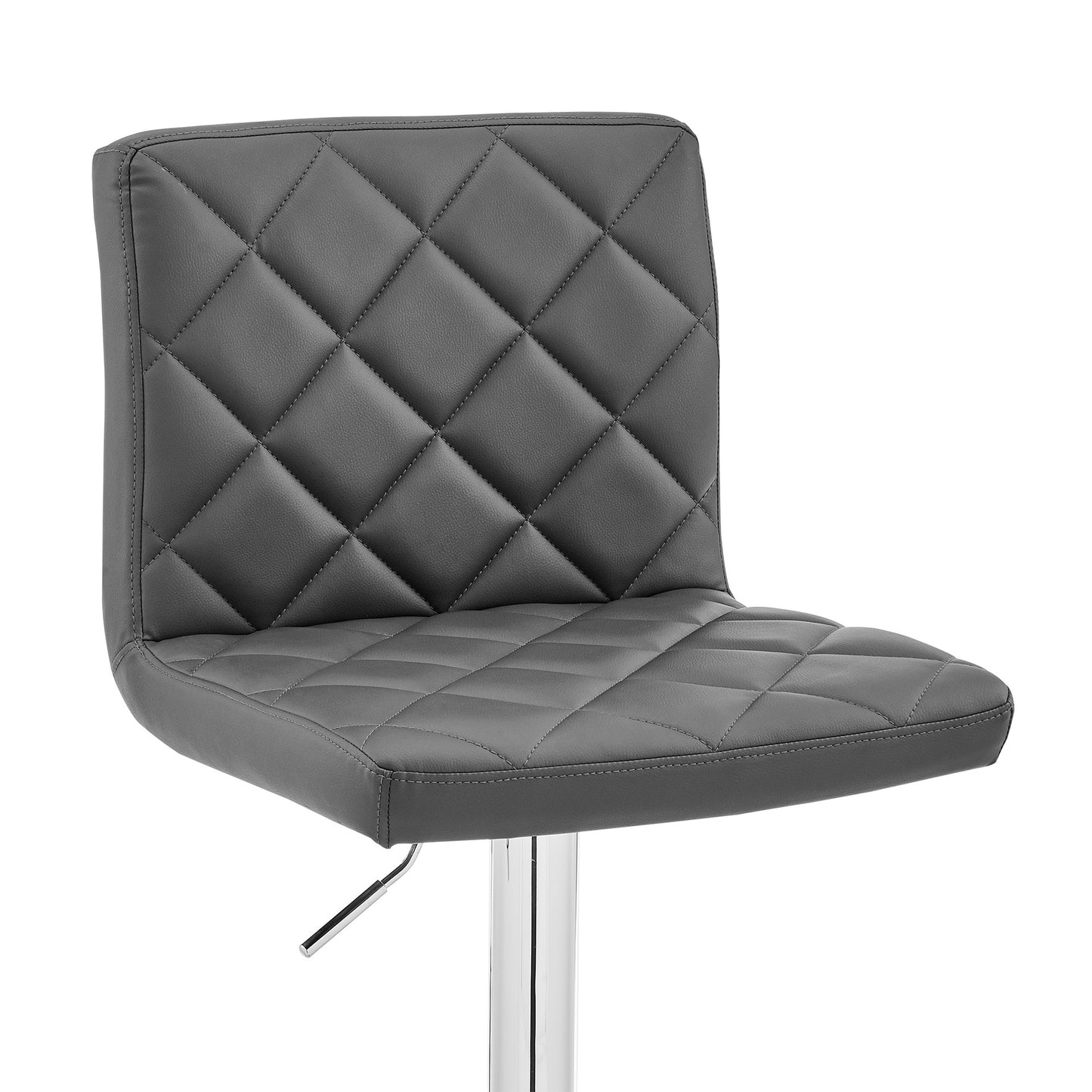 24" Gray And Silver Iron Swivel Low Back Adjustable Height Bar Chair-8