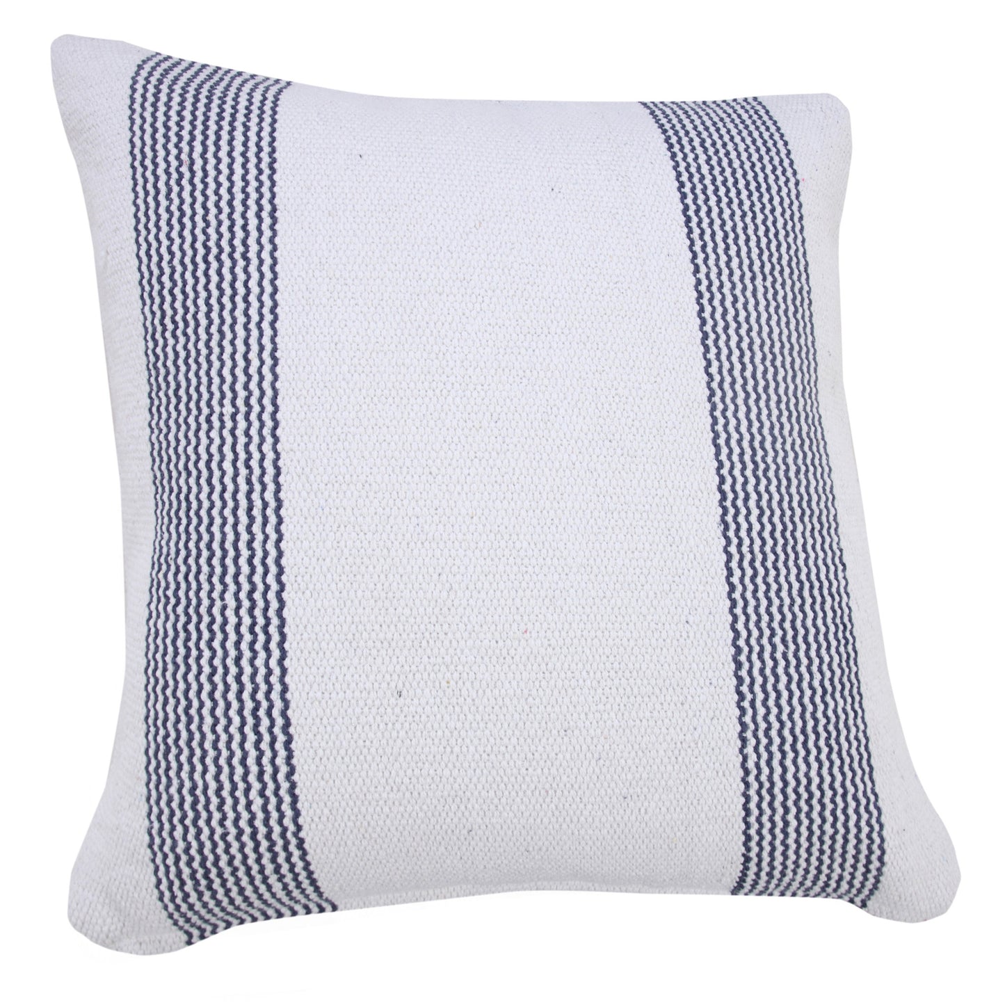 20" X 20" Pale Blue And White 100% Cotton Geometric Zippered Pillow-2