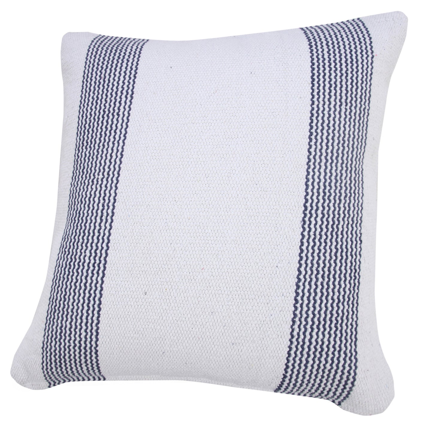 20" X 20" Pale Blue And White 100% Cotton Geometric Zippered Pillow-3