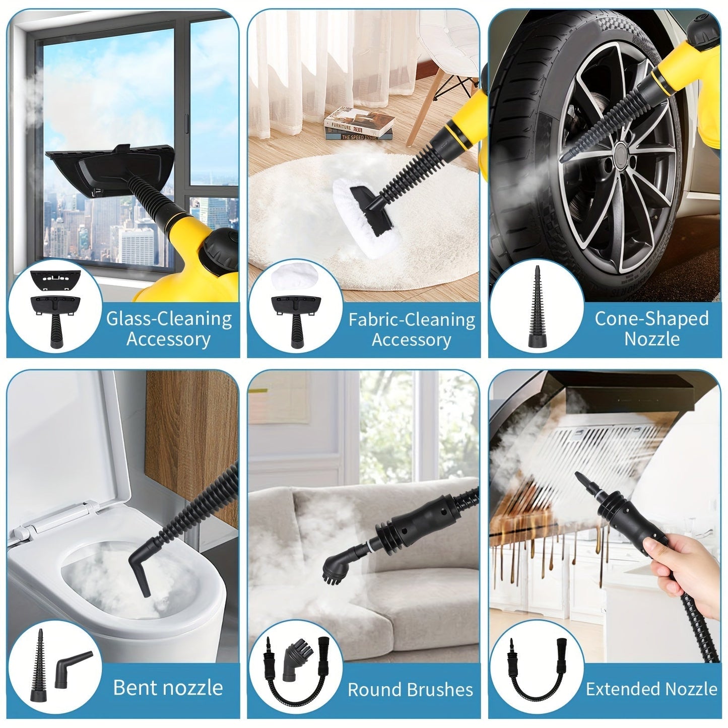 Handheld Steam Cleaner with 1000W 9 Accessories-3