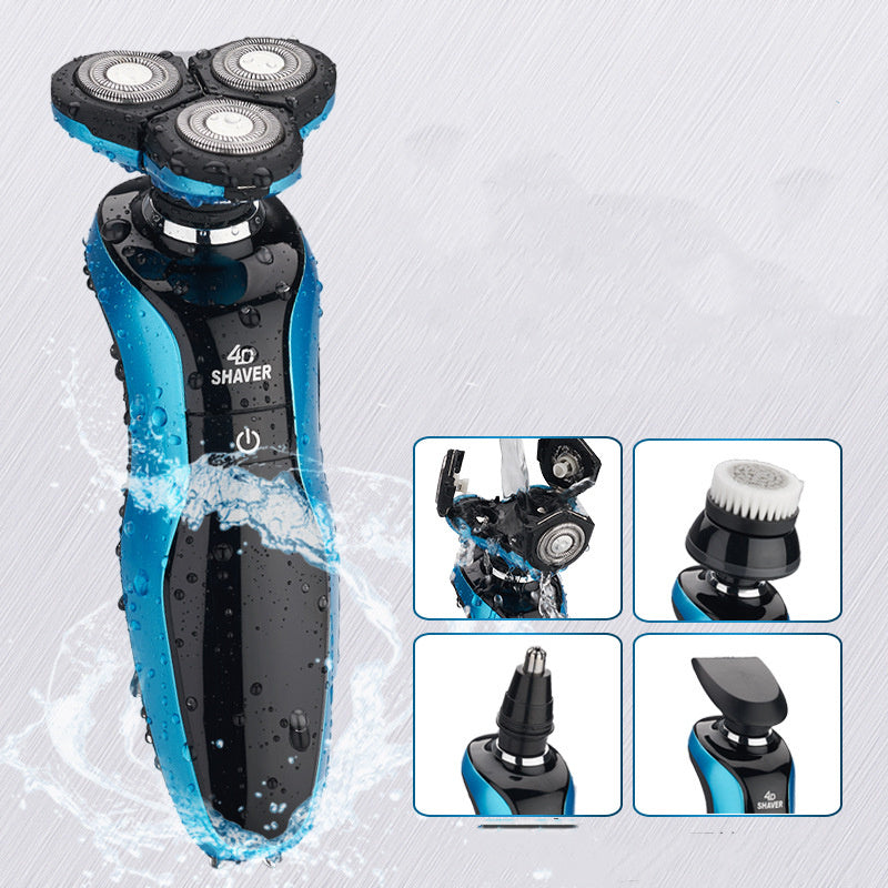 Gold & Blue Three-Blade Electric Shaver-1
