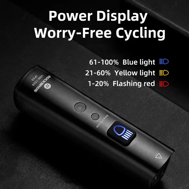 1000LM Smart Bike Headlight Vibration Light Sensing Black-3