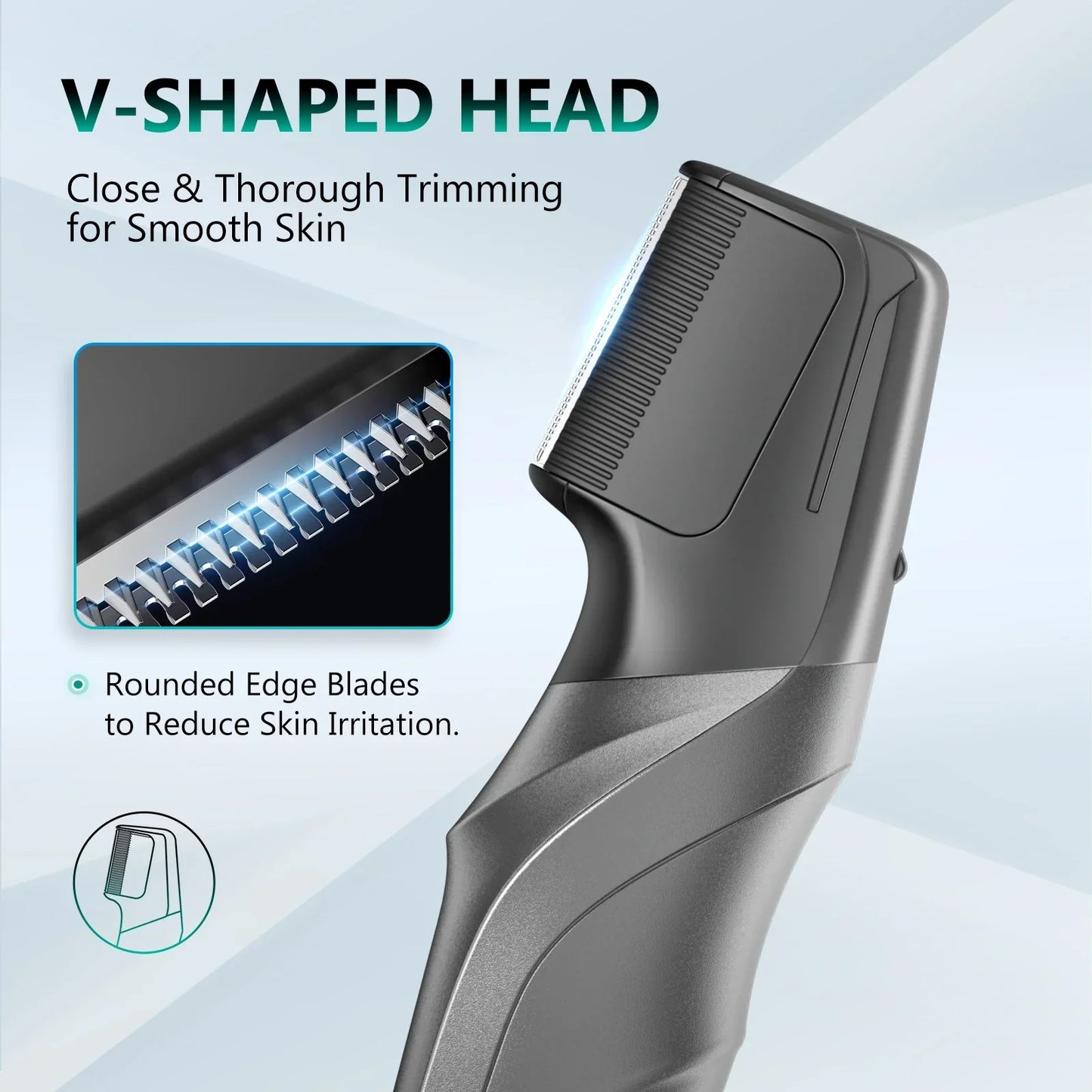 Electric Body Hair Trimmer IPX5 Waterproof Groomer Clipper Black-2
