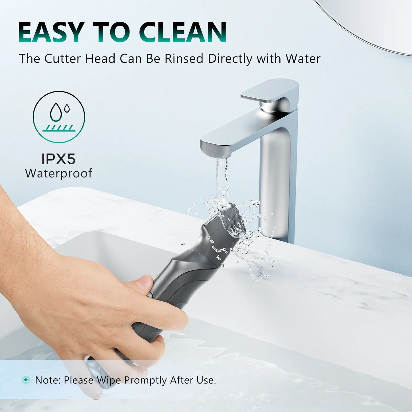 Electric Body Hair Trimmer IPX5 Waterproof Groomer Clipper Black-4