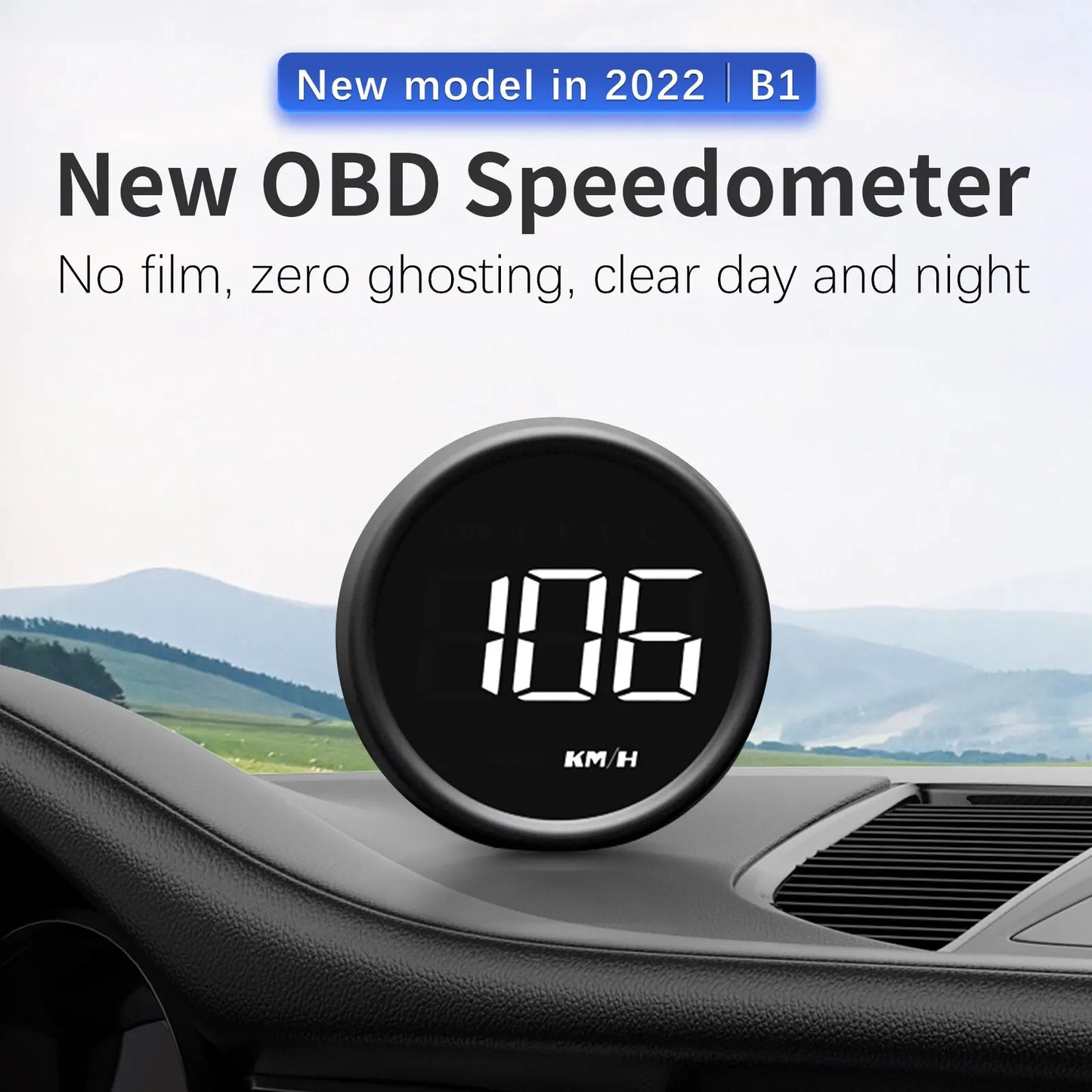 AD B1 HeadUp Display HUD OBD2 Speedometer Gauge Black-1