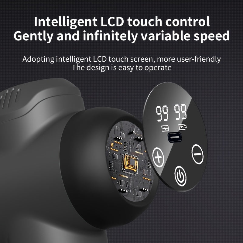 99-Level Fascia Gun Muscle Massager with LED Screen(Black)-4