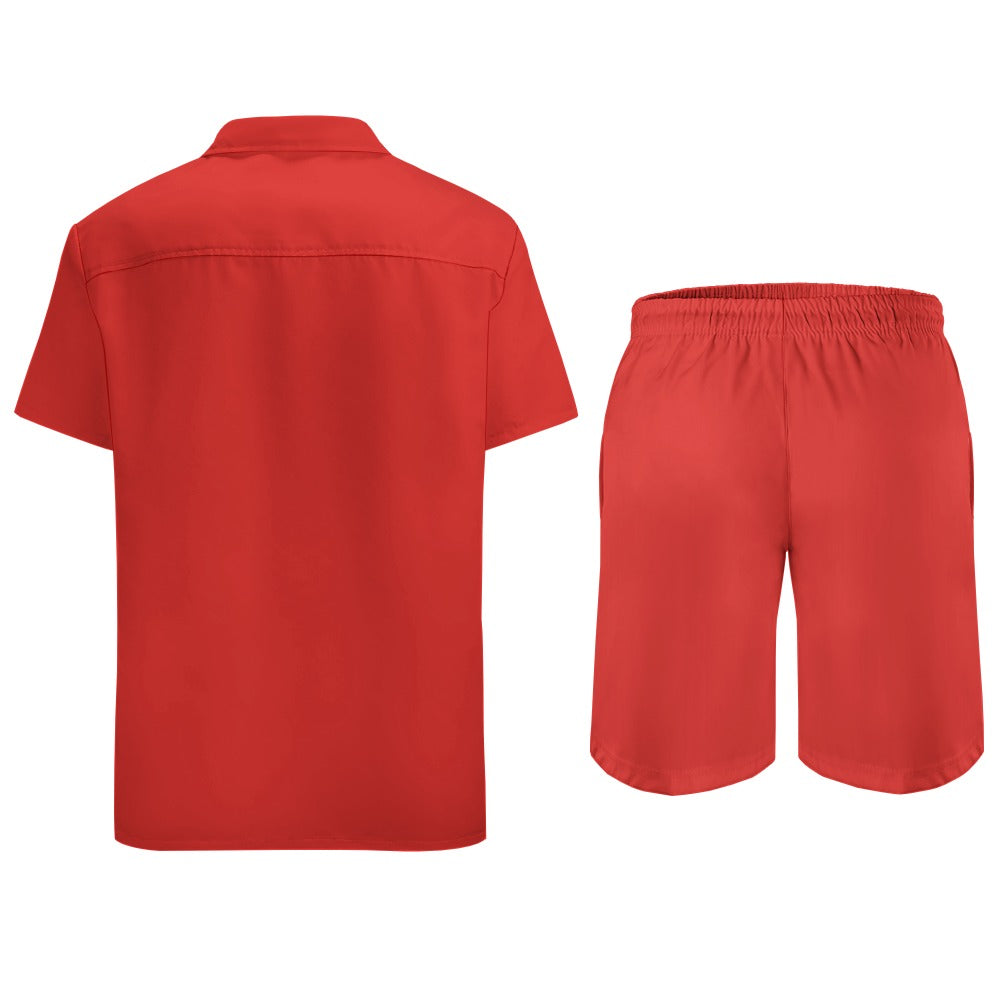 Grozavu Men’s Peach Skin Shirt & Shorts Set-1