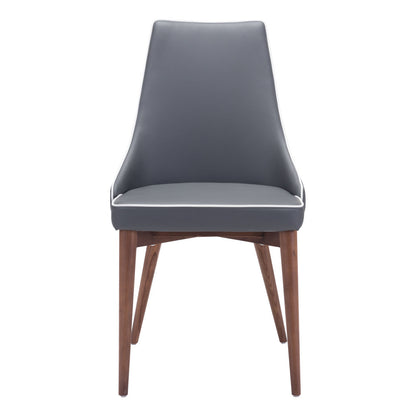 Set of Two Gray And Brown Upholstered Faux Leather Windsor Back Dining Side Chairs-3
