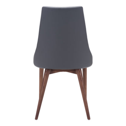 Set of Two Gray And Brown Upholstered Faux Leather Windsor Back Dining Side Chairs-4