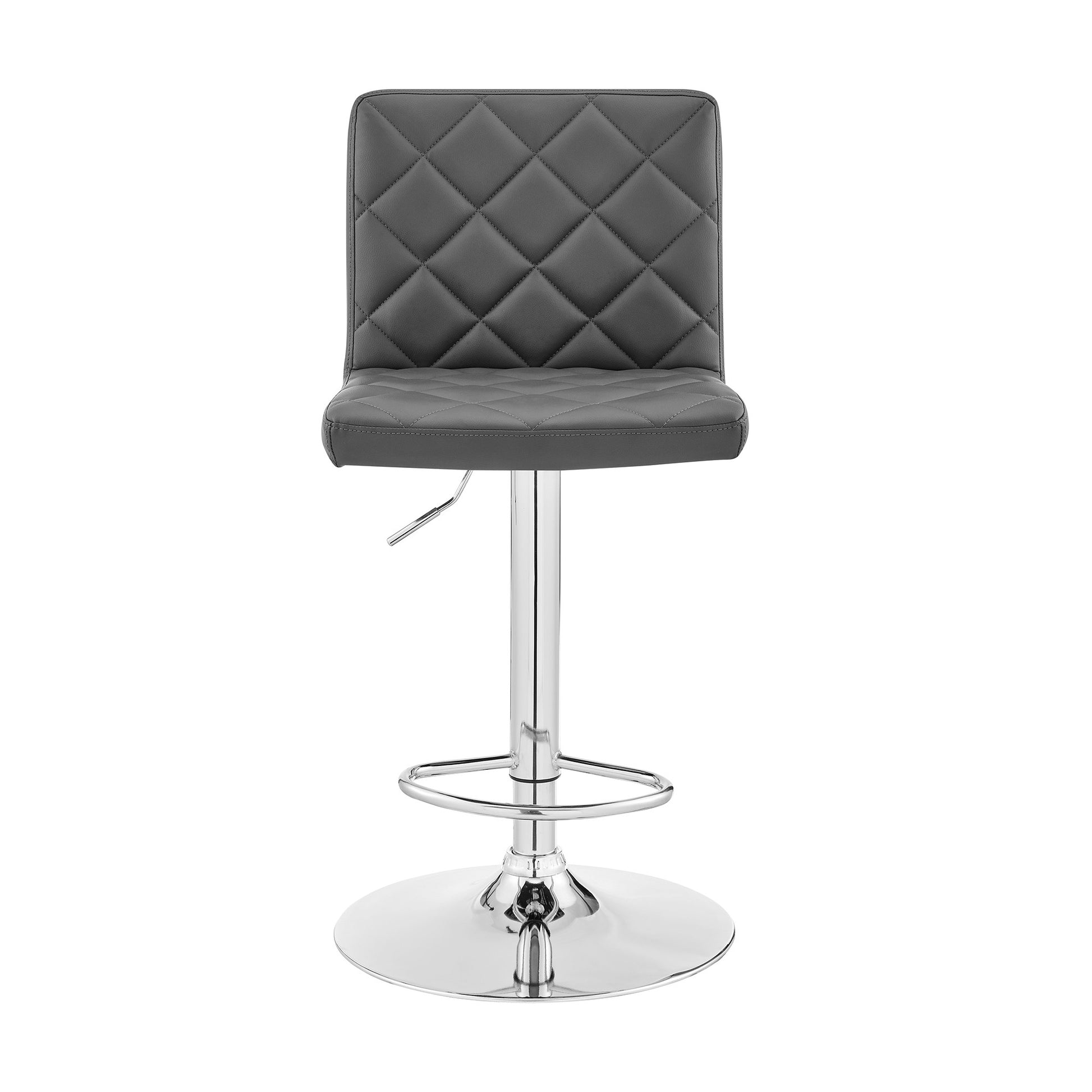 24" Gray And Silver Iron Swivel Low Back Adjustable Height Bar Chair-5