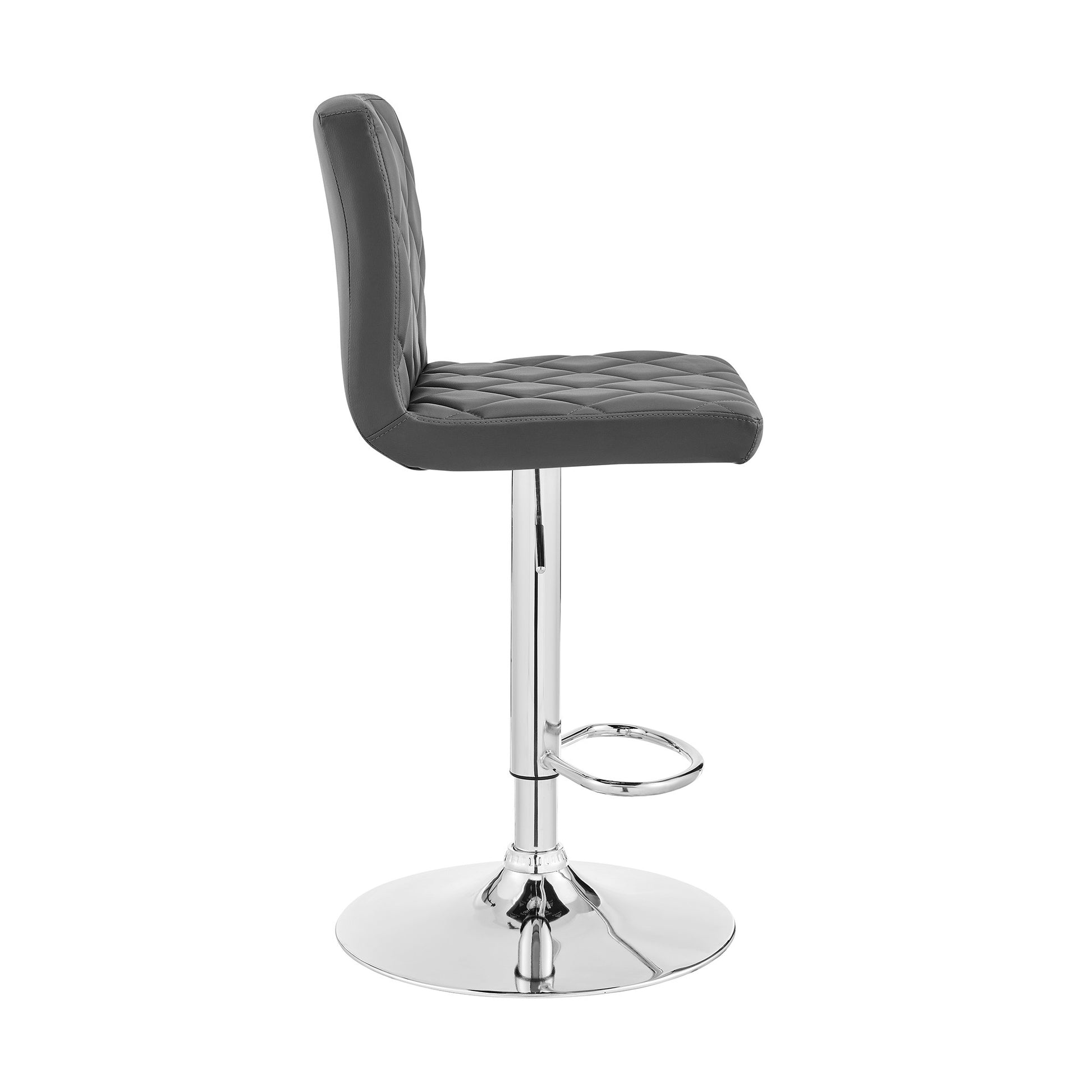 24" Gray And Silver Iron Swivel Low Back Adjustable Height Bar Chair-2