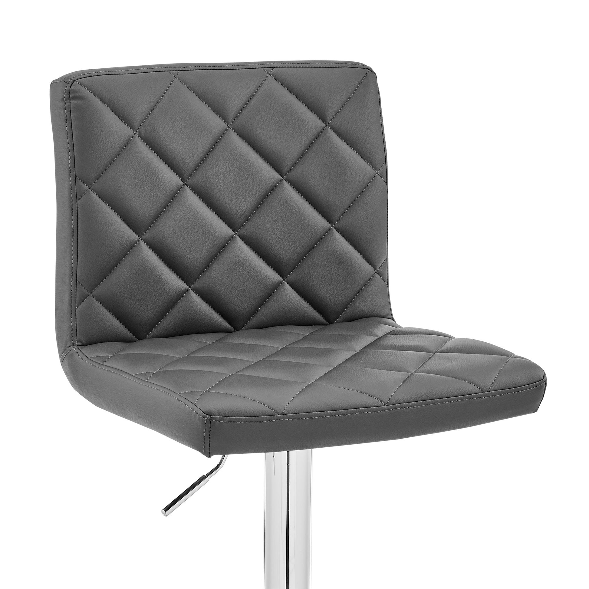 24" Gray And Silver Iron Swivel Low Back Adjustable Height Bar Chair-8