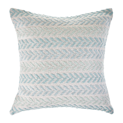 18" Light Blue And White Chevron Cotton Throw Pillow-1