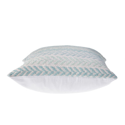 18" Light Blue And White Chevron Cotton Throw Pillow-3