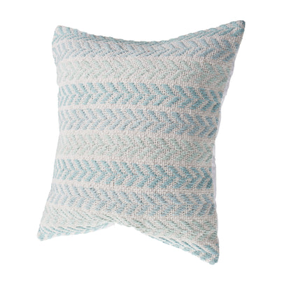 18" Light Blue And White Chevron Cotton Throw Pillow-4