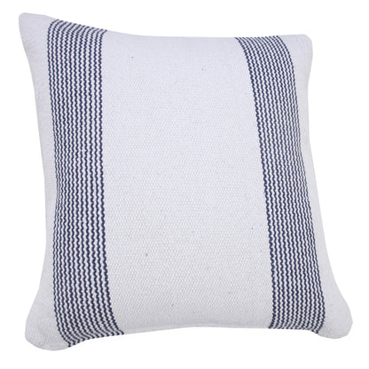 20" X 20" Pale Blue And White 100% Cotton Geometric Zippered Pillow-2