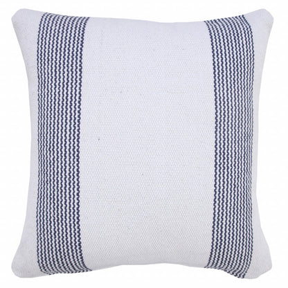 20" X 20" Pale Blue And White 100% Cotton Geometric Zippered Pillow-5