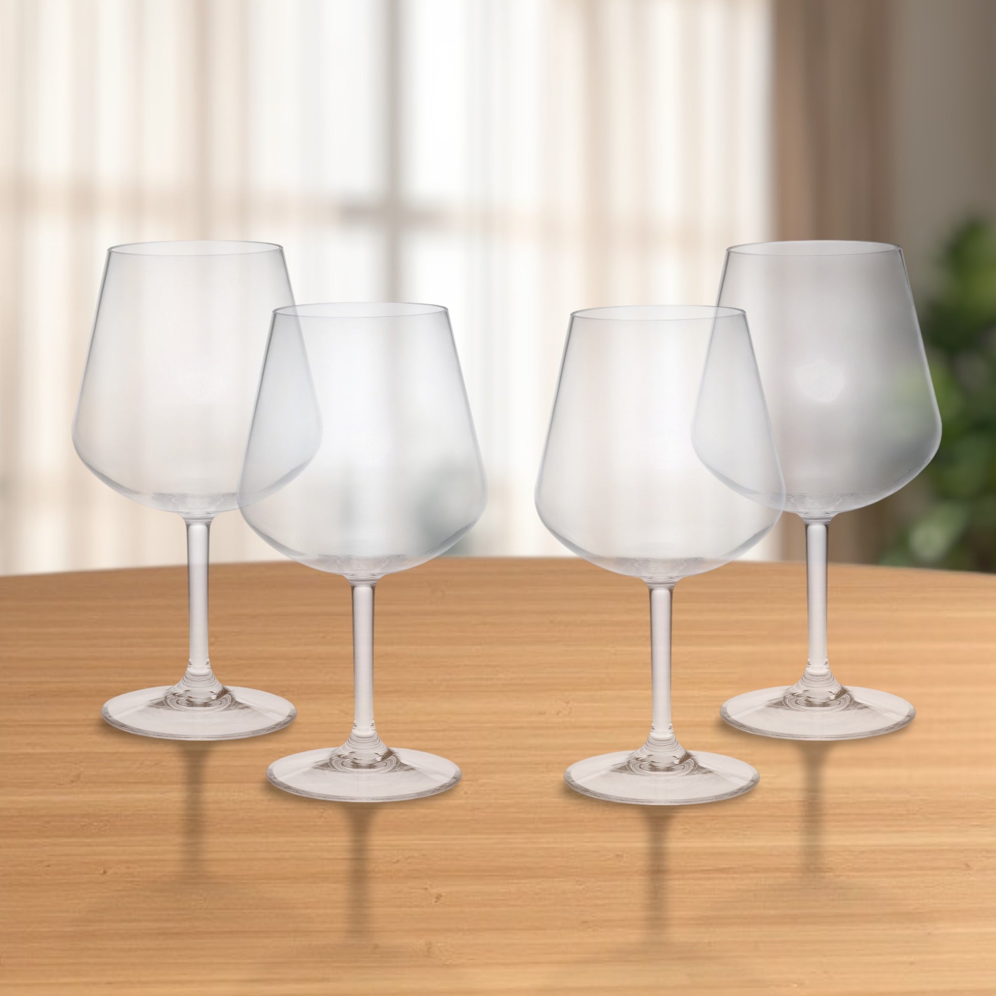 Set of Four Clear Tritan Plastic Stemmed All Purpose Wine Glasses-1