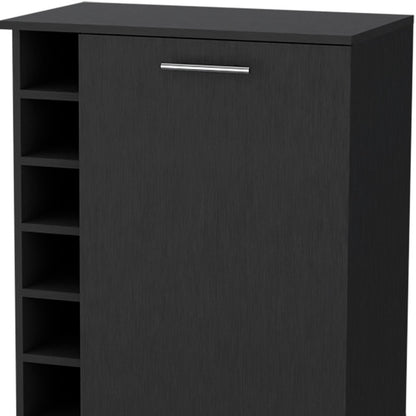 Black Rolling Bar Cart With Wine Storage-5