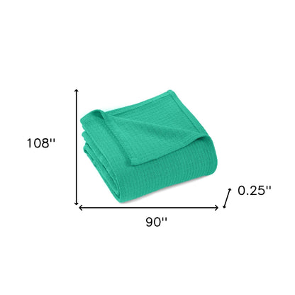 King Turquoise Cotton Waffle Weave Honeycomb Blanket-6