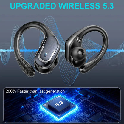 Wireless Sports Earbuds with Pure Bass Sound and LED Display - Black-1