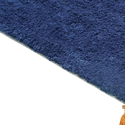 32" Blue Orange And White Cotton Dog Youthful Bath Rug-3