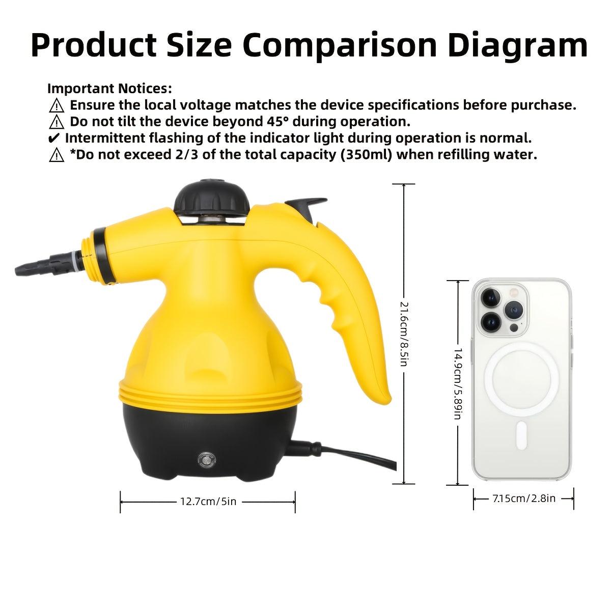 Handheld Steam Cleaner with 1000W 9 Accessories-2