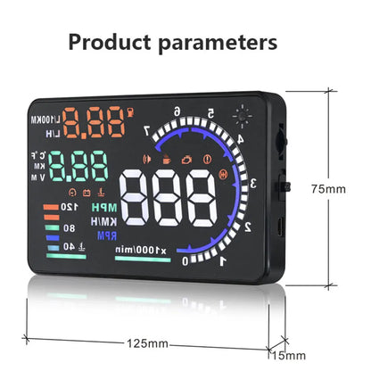 ADQ 5.5 OBD2 HUD A8 Digital Head-Up Display Speedometer Black-4