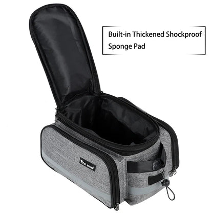 Expandable Rear Rack Bike Bag Trunk Pannier Grey-3