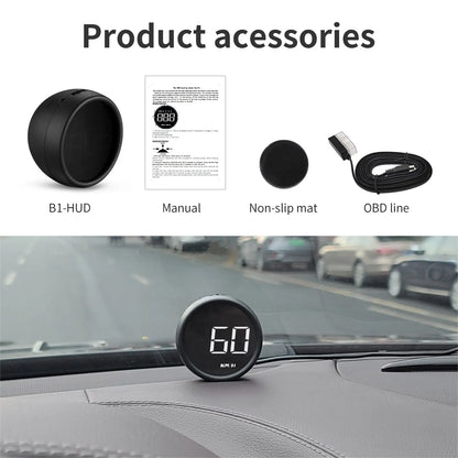 AD B1 HeadUp Display HUD OBD2 Speedometer Gauge Black-3