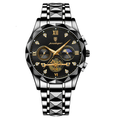Men’s Waterproof Luminous Chronograph Wristwatch - Black-1