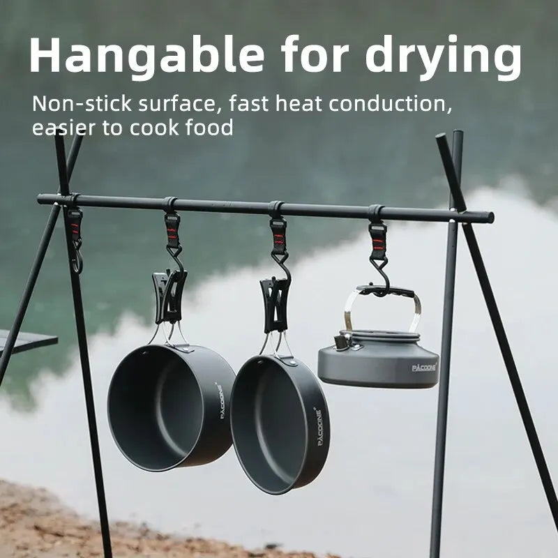 Portable Camping Cookware Set Outdoor Tableware Kit Black-4