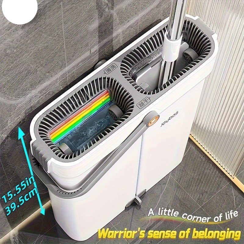 Flat Mop and Bucket Set with 3 Microfiber Pads-3