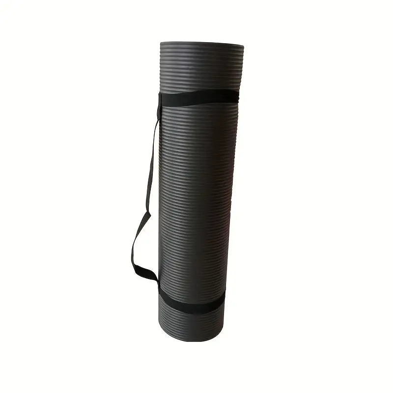 Premium 0.8cm Thick Black Yoga Mat with Carry Strap-4