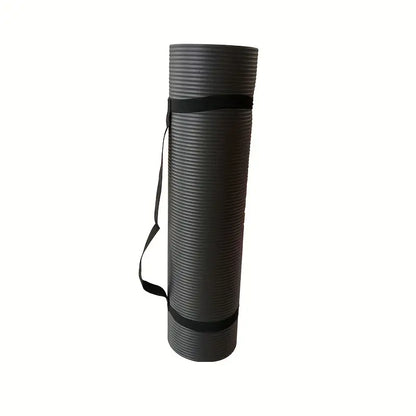 Premium 0.8cm Thick Black Yoga Mat with Carry Strap-4