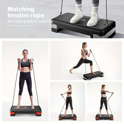 Adjustable Sports Fitness Pedal with Pull Rope - 81cm, Black and Red-3