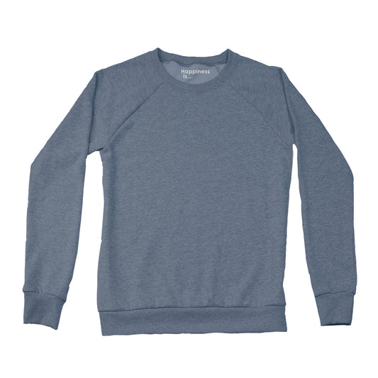 Women's Plain Crew Sweatshirt, Heather Navy-0