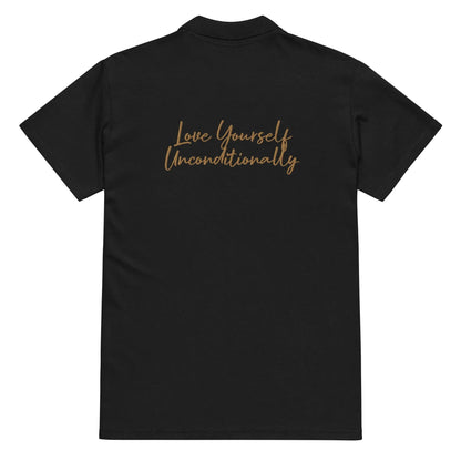 Self Love Premium pique polo shirt with Old Gold Embroidery-1