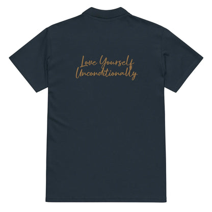 Self Love Premium pique polo shirt with Old Gold Embroidery-3